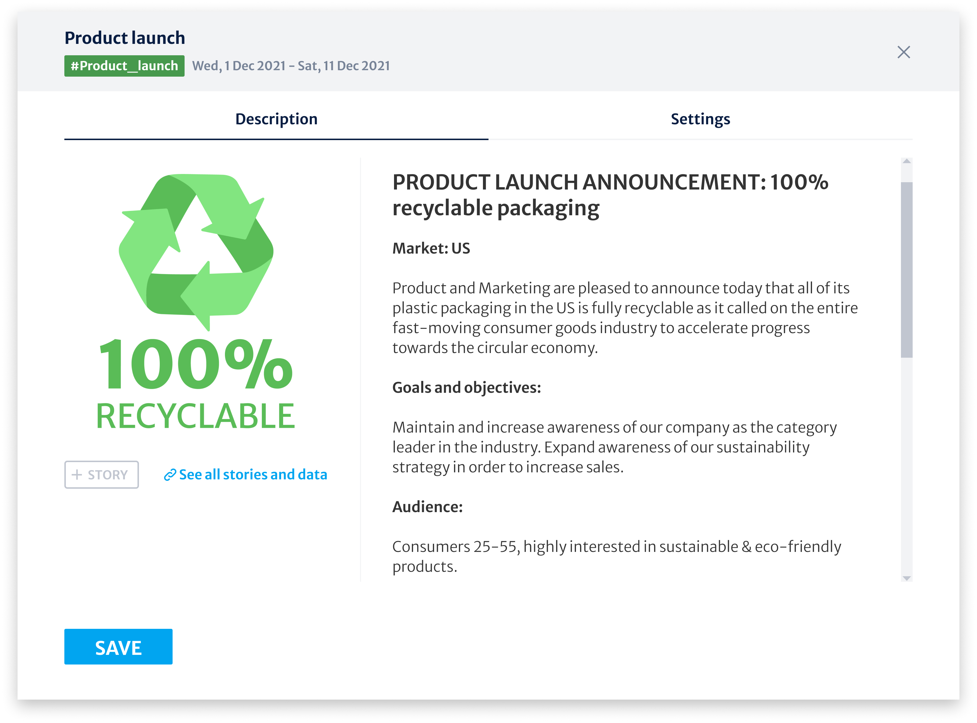 Organize your topics easily with the Kordiam content calendar tool